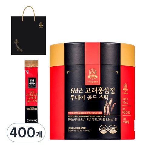 고려홍삼중앙회 6년근 고려홍삼정 투데이 골드 스틱+ 쇼핑백, 10ml, 400개