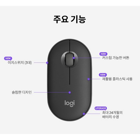 로지텍 무소음 무선 마우스 Pebble M350S 개봉기 | 실사용 후기 - 상품 이미지 2