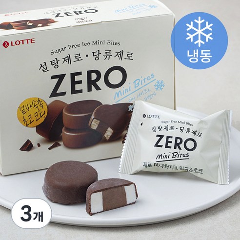 롯데제로 미니바이트 밀크 앤 초코 아이스크림 (냉동), 38ml, 10개입, 3개