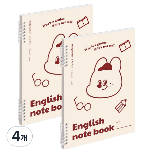 뮤니드 스프링 좁은칸 영어 노트, 베이지, 4개