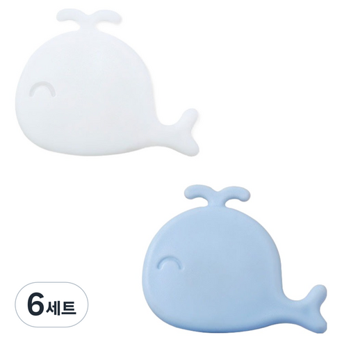 세면대 오버플로우 구멍 고래 마개 커버 2종 세트, 6세트, 화이트, 블루
