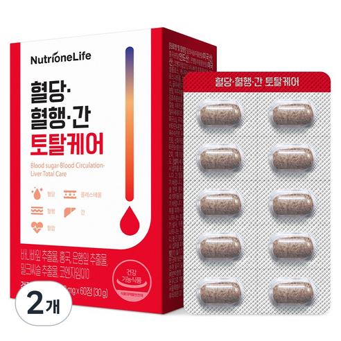 뉴트리원 혈당 혈행 간 토탈케어 30g, 2개, 60정