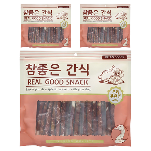 헬로도기 참좋은간식 강아지 건조간식, 오리우유껌, 400g, 3개