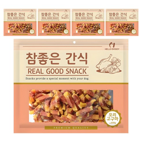 헬로도기 강아지 참좋은 건조간식, 오리고구마, 400g, 5개
