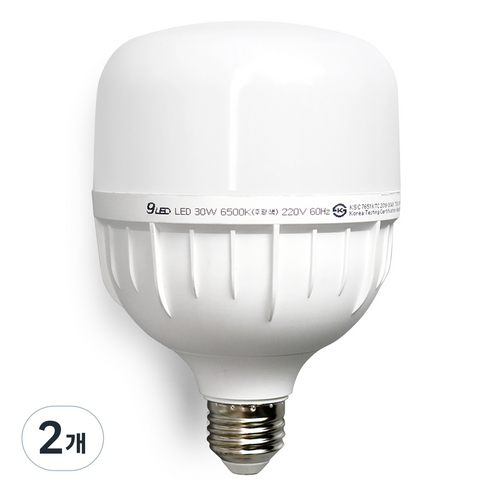 건식 LED 전구 30W E26 고와트 원통 T램프 보안등, 주광색, 2개