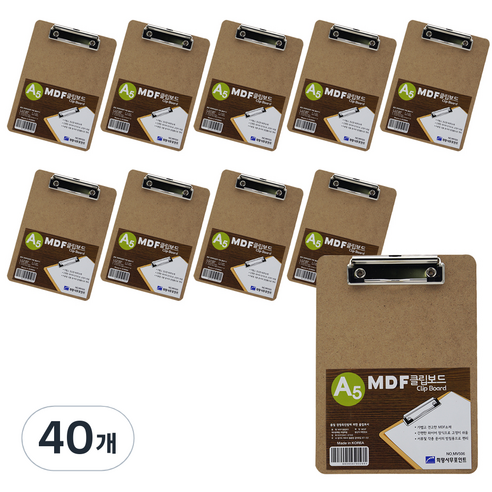 희망사무포인트 MDF 클립보드 A5 Mv506, 혼합색상, 40개