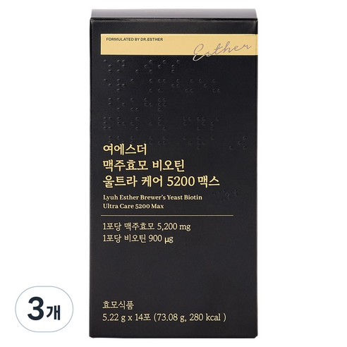 에스더포뮬러 여에스더 맥주효모 비오틴 울트라 케어 5200 맥스, 14회분, 3개
