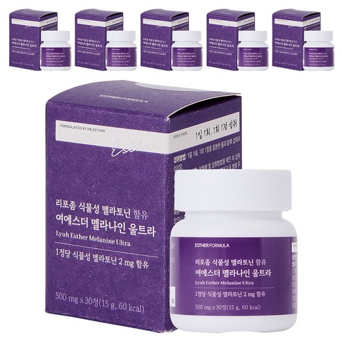 에스더포뮬러 리포좀 식물성 멜라토닌 함유 여에스더 멜라나인 울트라 15g, 30정, 6개