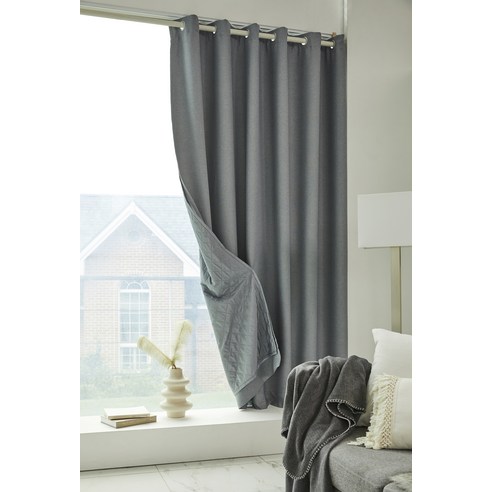 모던하우스 3중방한 커튼의 주름과 두꺼운 원단 상세 이미지