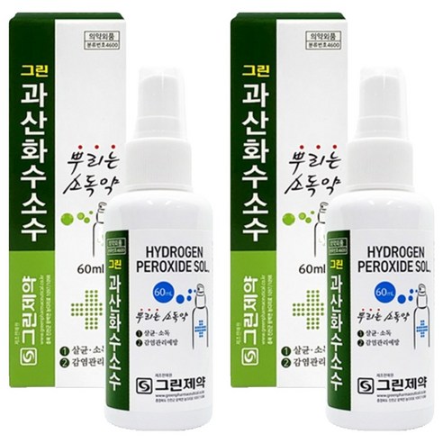 그린제약 뿌리는 소독약 과산화수소수, 2개, 60ml