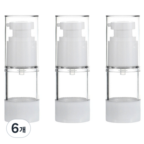 27리빙 진공 여행 휴대용 소분 로션 펌핑용기 30ml, 6개, 화이트 + 투명