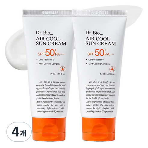 닥터바이오 에어쿨 무기자차 선크림 SPF50+ PA++++, 50ml, 4개