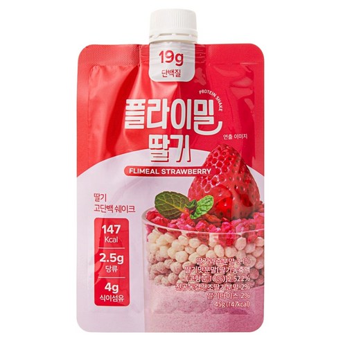 플라이밀 단백질 쉐이크 파우치 딸기 7p, 315g, 1개
