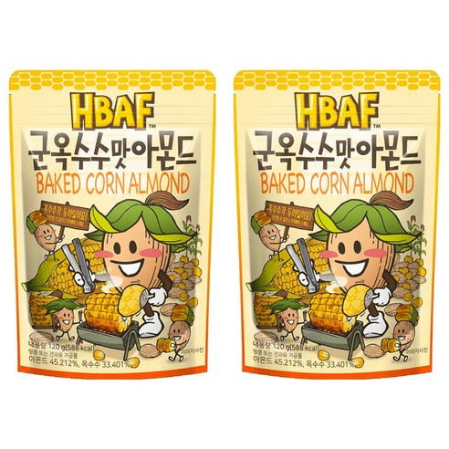 바프 군옥수수맛 아몬드, 120g, 2개