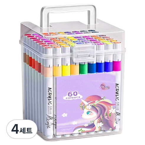 방수 수채화 아크릴 마카펜, 60색, 4세트