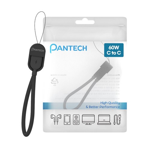 팬텍 C타입-C타입 초고속 충전 휴대용 숏케이블 60W, 1개, 블랙, 16.5cm