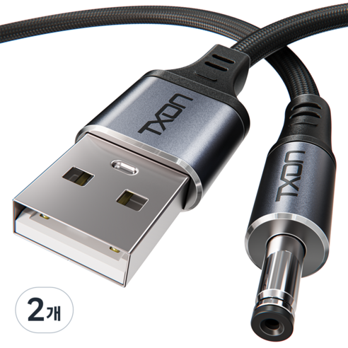 티엑스온 USB 전원케이블 DC 5v 외경 3.5mm 케이블, 2m, 2개