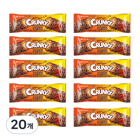 롯데웰푸드 크런키 초코바, 30g, 20개