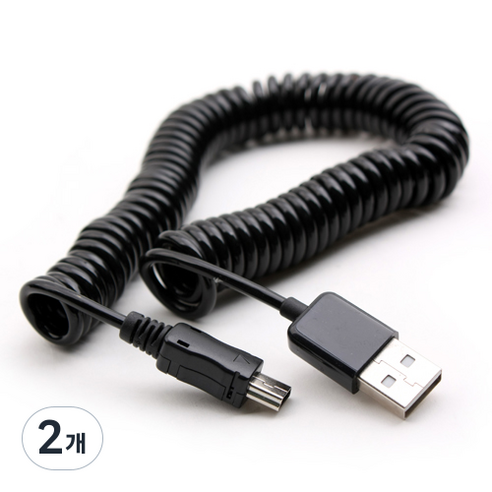 컴스 A타입-5핀 USB 2 to Mini 스프링 케이블 30cm~3m NA882, 2개, 30cm