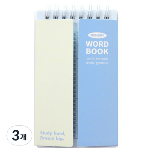 모닝글로리 양쪽가리개 단어장 100매, 3개, 라이트블루