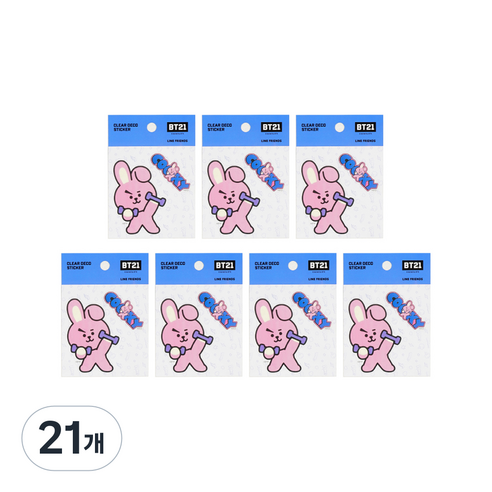 라인프렌즈 BT21 클리어 데코 스티커 2탄, 쿠키, 21개