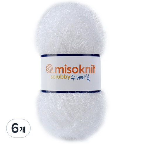 미소털실 펄 수세미실 80g, 10화이트, 6개