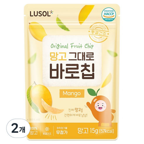 루솔 과일칩 망고 그대로 바로칩, 15g, 2개