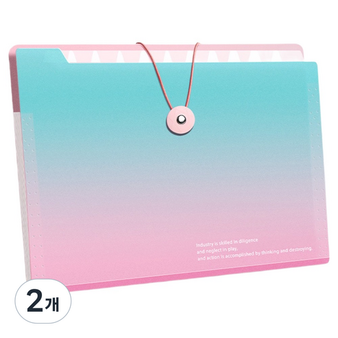 델리리움 예쁜 색감 대용량 아코디언 서류 A4 파일 케이스 5단 32 x 25 cm, 2개, 그라데이션 블루