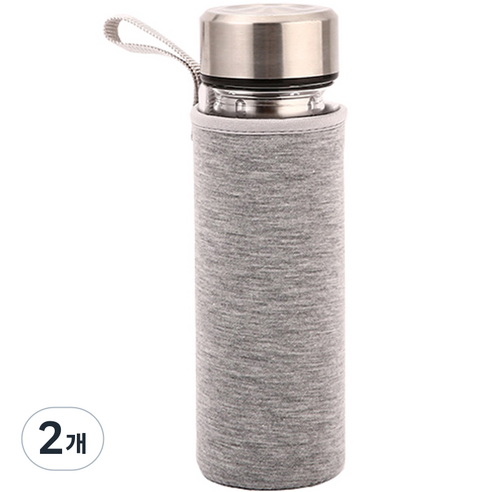 뷰레이티닷컴 베이크 무지 물병가방 550ml, 그레이, 2개