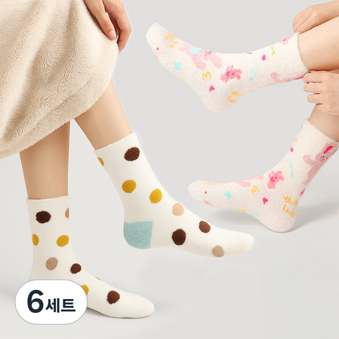 위더스욕실용품 여성용 캔디팝 임산부 수면양말 버블팝 S03, 6세트