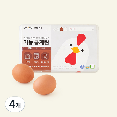 가농 무항생제 인증 금계란 특란 900g, 4개, 15구