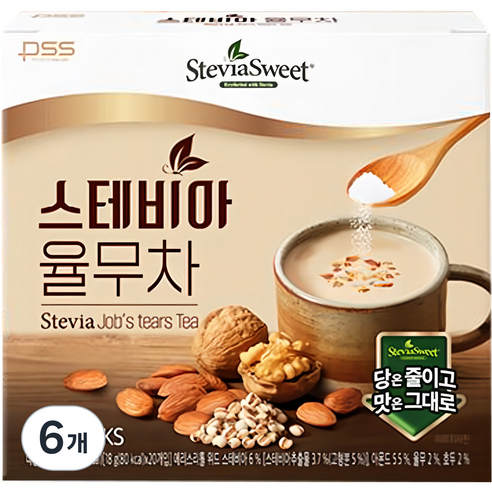 스테비아스위트 율무차, 18g, 20개입, 6개