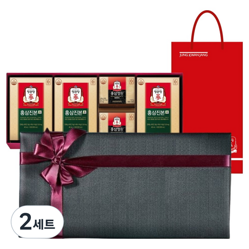 정관장 다보록 감사휘편 홍삼진본 40ml x 15p + 홍삼정환 12.6g x 2p 리본 포장 선물세트 + 쇼핑백, 2세트