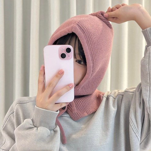 깨비다 겨울 니트 방한 넥 바라클라바 후드 워머