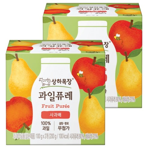 상하목장 과일퓨레, 사과배, 200g, 2개