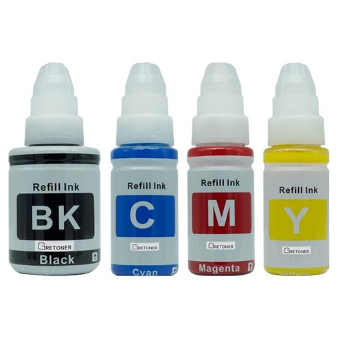 캐논 호환 무한 리필 잉크 4종 세트 GI-990, 검정, 파랑, 빨강, 노랑, 1세트