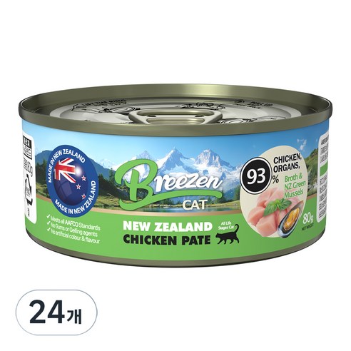 브리젠 전연령 고양이 뉴질랜드 파테 주식캔, 24개, 80g, 닭