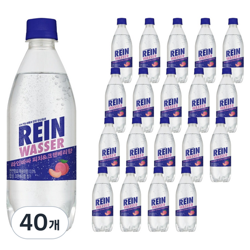 라인바싸 탄산음료 피치크랜베리 랜덤발송, 40개, 500ml