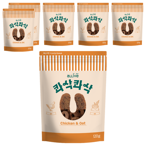 올리브 강아지 콰삭콰삭 트릿, 120g, 6개, 혼합맛(치킨/오트)