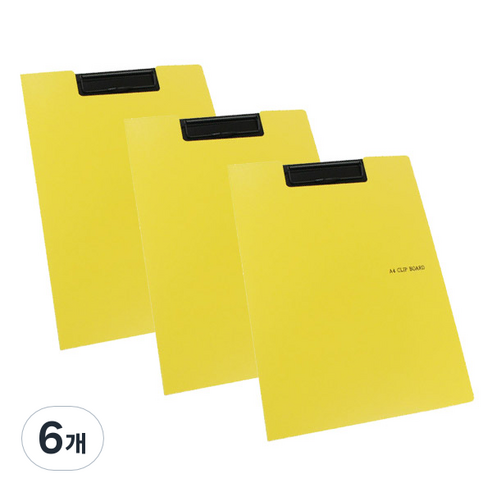 드림산업 칼라 컬렉터 클립보드 A4, 노란색, 6개
