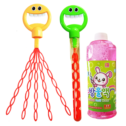 해피아이 문어 왕 비눗방울 스틱 44cm 2p + 리필액 500ml 세트, 랜덤 발송, 1세트