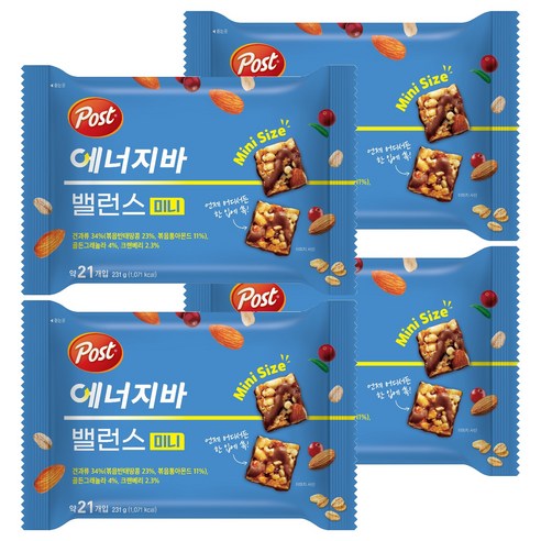 포스트 밸런스 미니 에너지바 231g, 4개 맛있게 먹은 솔직 후기 - 상품 이미지 1