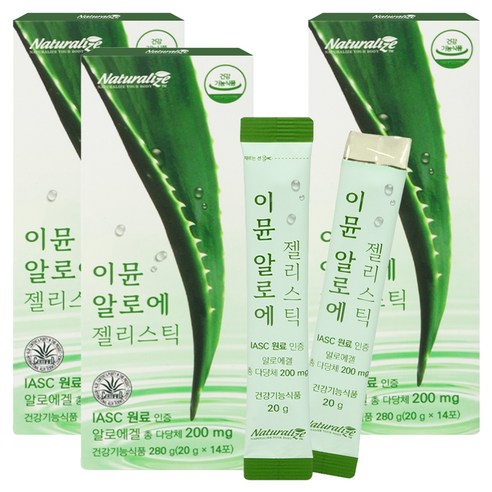 네추럴라이즈 이뮨 알로에 젤리스틱 14p, 280g, 3개