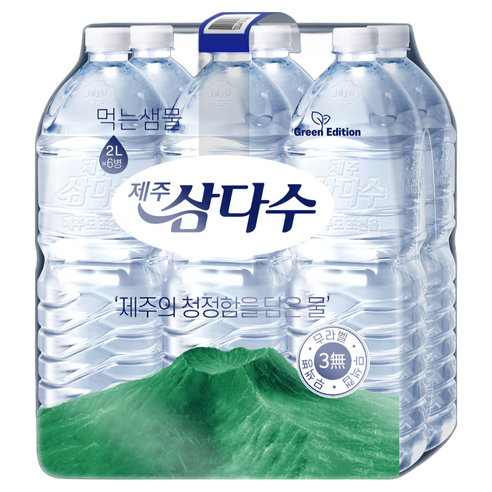 제주삼다수 그린 무라벨, 2L, 6개