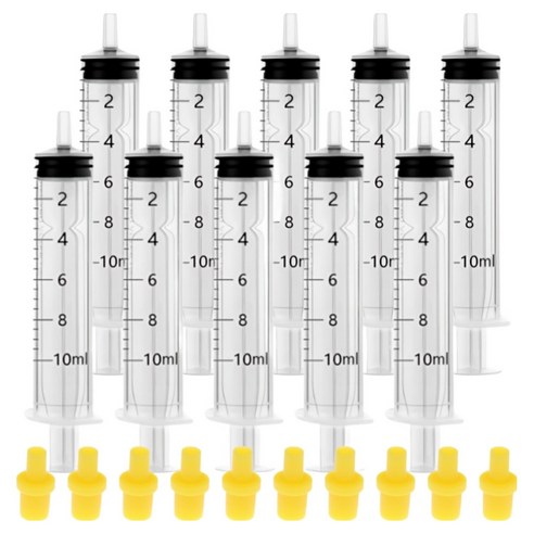 다온셀렉트 무한잉크 노랑 고무 팁 포함 석션 주사기 10ml, 혼합색상, 10개