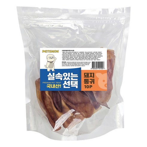 펫츠몬 강아지 실속있는선택 건조간식, 돼지귀, 300g, 1개