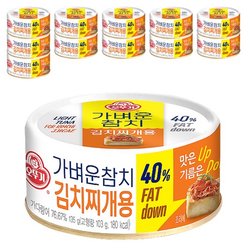 오뚜기 가벼운 참치 김치찌개용, 135g, 12개