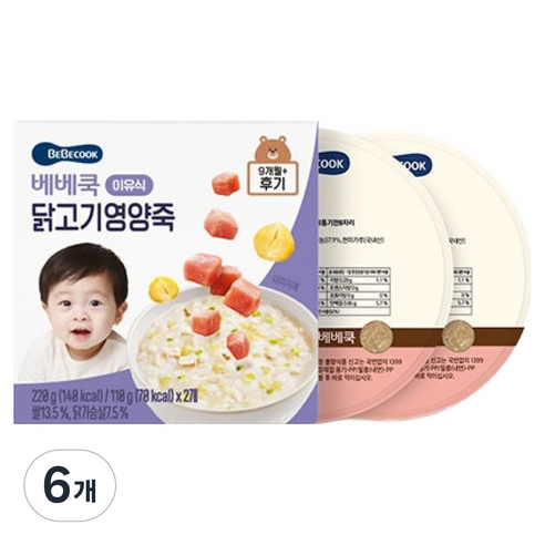 베베쿡 실온이유식 후기 닭고기영양죽, 6개, 220g, 닭고기