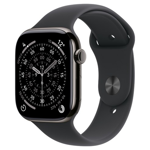 Apple 2025 애플워치 11, 슬레이트, 42mm, GPS+Cellular, 티타늄,슬레이트/블랙 스포츠 밴드, M/L