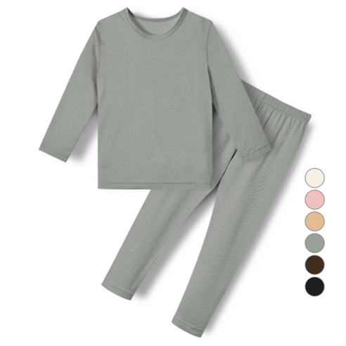 유니프랜드 아동용 피치웜 기모9부 발열 상의 + 하의 세트